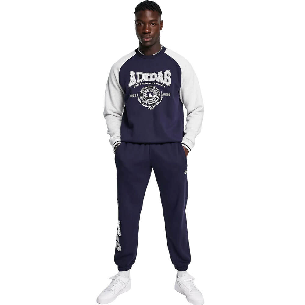 

Свитшот Adidas Originals `Preppy Varsity' Large Logo, темно-синий/серый