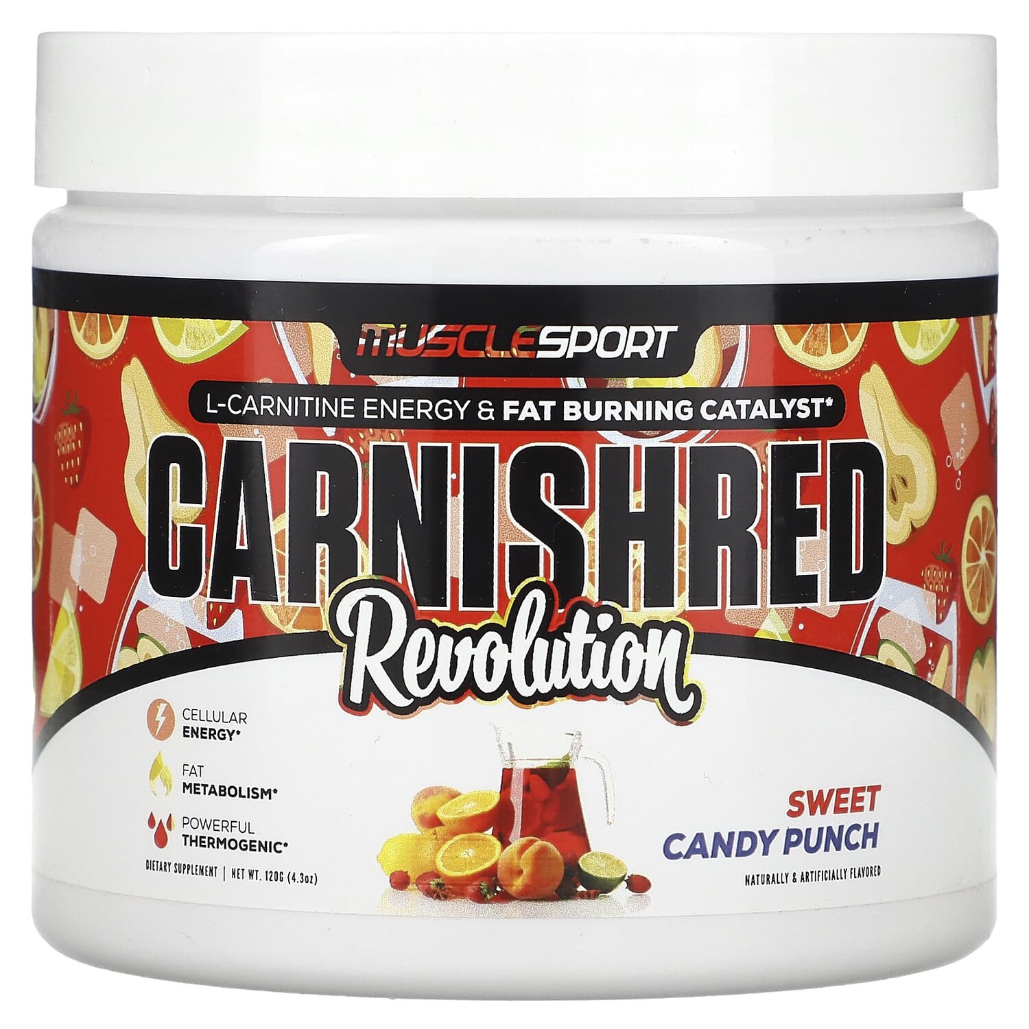 

Carnishred Revolution, сладкий конфетный пунш, 120 г (4,3 унции), MuscleSport