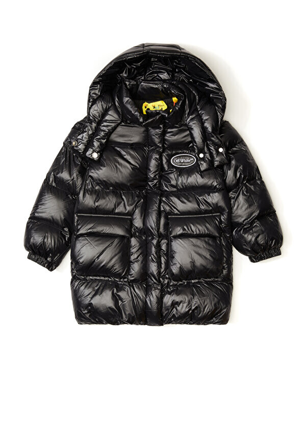 

Черное пальто с капюшоном для мальчика Off-White