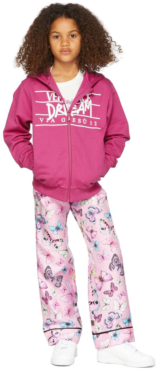 

Толстовка на молнии с логотипом Kids Purple Dream, фиолетовая Versace