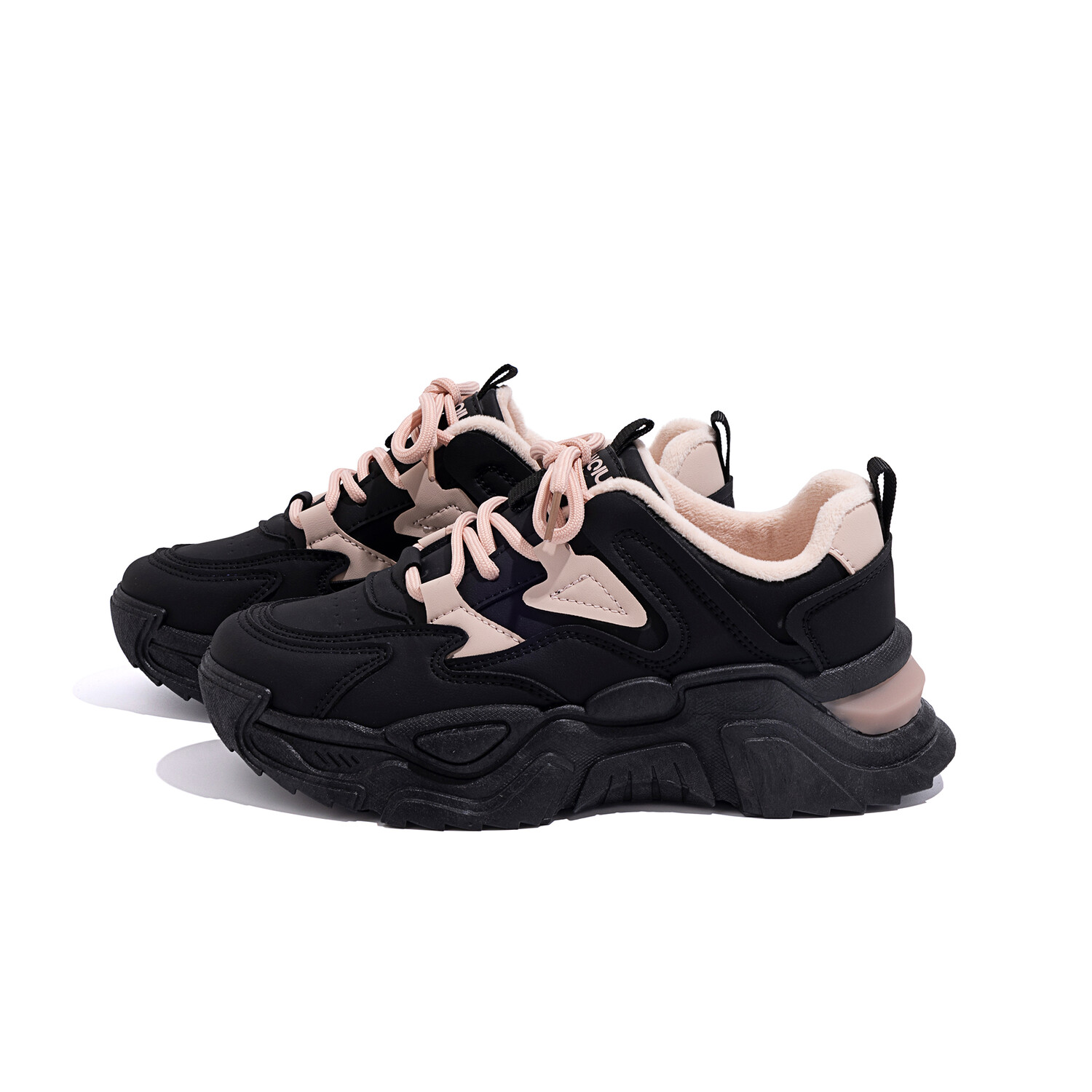 

Кроссовки HUANQIU Chunky Sneakers Women's Low-top Black/Pink, черный/розовый