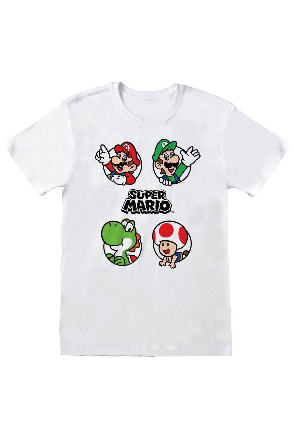 Круглая футболка Super Mario, белый 1 шт распродажа воздушные шары из фольги в стиле super mario bros аниме фигурка марио луиджи мультяшные аксессуары для украшения вечеринки на хэ