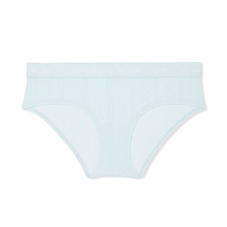 

Трусики Victoria's Secret Cotton Logo Waist Pointelle Hiphugger, голубой