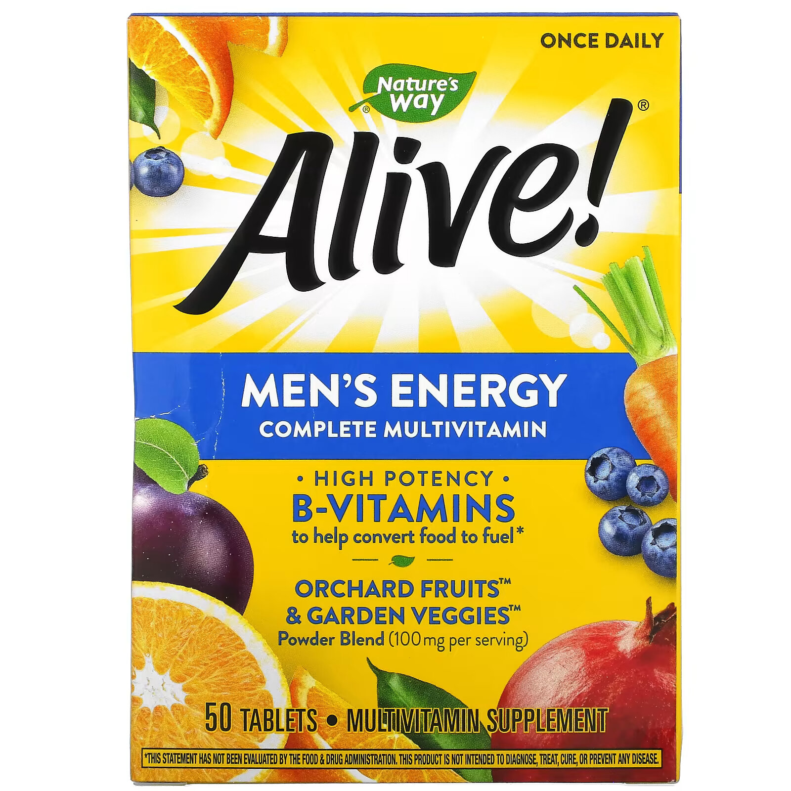 Nature's Way, Alive !, мультивитаминный комплекс для мужчин, 50 таблеток nature s way alive полный мультивитаминный комплекс для мужчин со сверхэффективным действием 150 таблеток