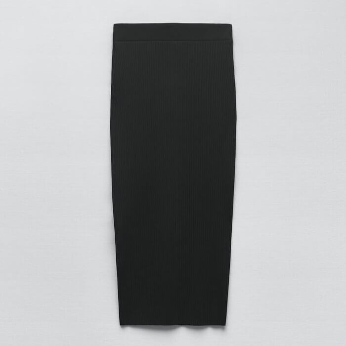 

Юбка Zara Ribbed Midi, черный