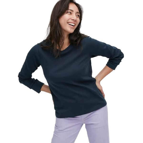 

Лонгслив Uniqlo Smooth Stretch Cotton, темно-синий