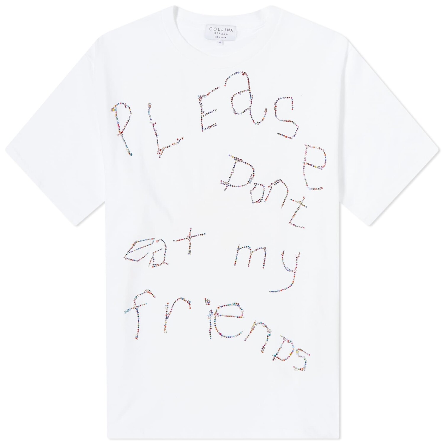 

Футболка Collina Strada Please Don't Eat My Friends Solid Rhinestone, белый