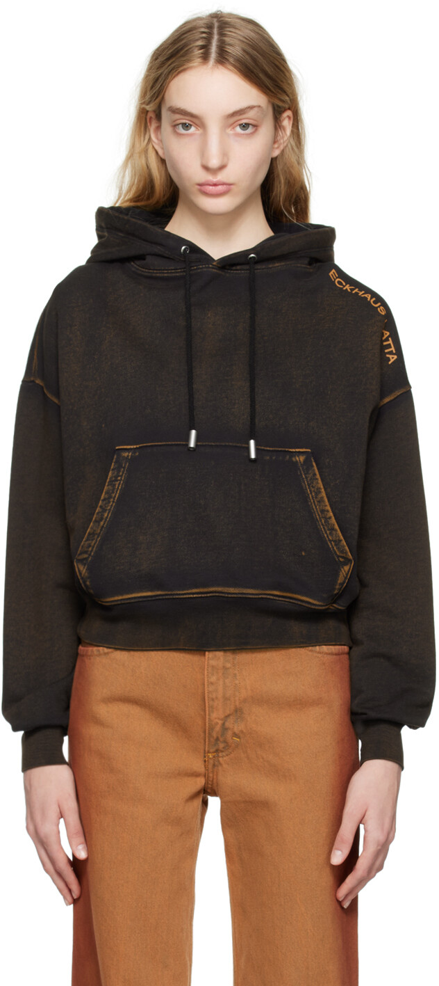 

Черный худи с эффектом потертости Eckhaus Latta