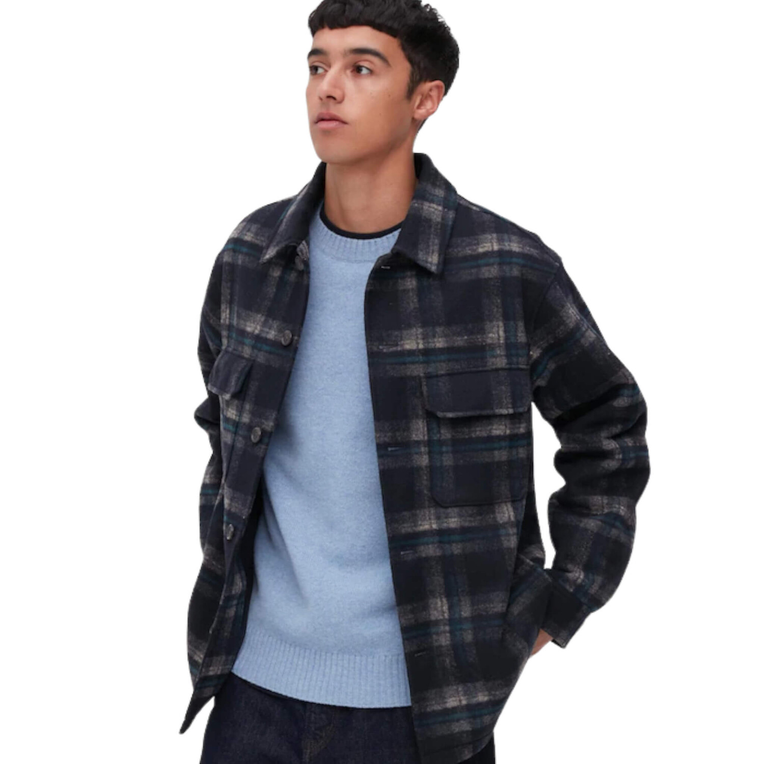 

Рубашка Unisex Uniqlo Checked Overshirt, синий
