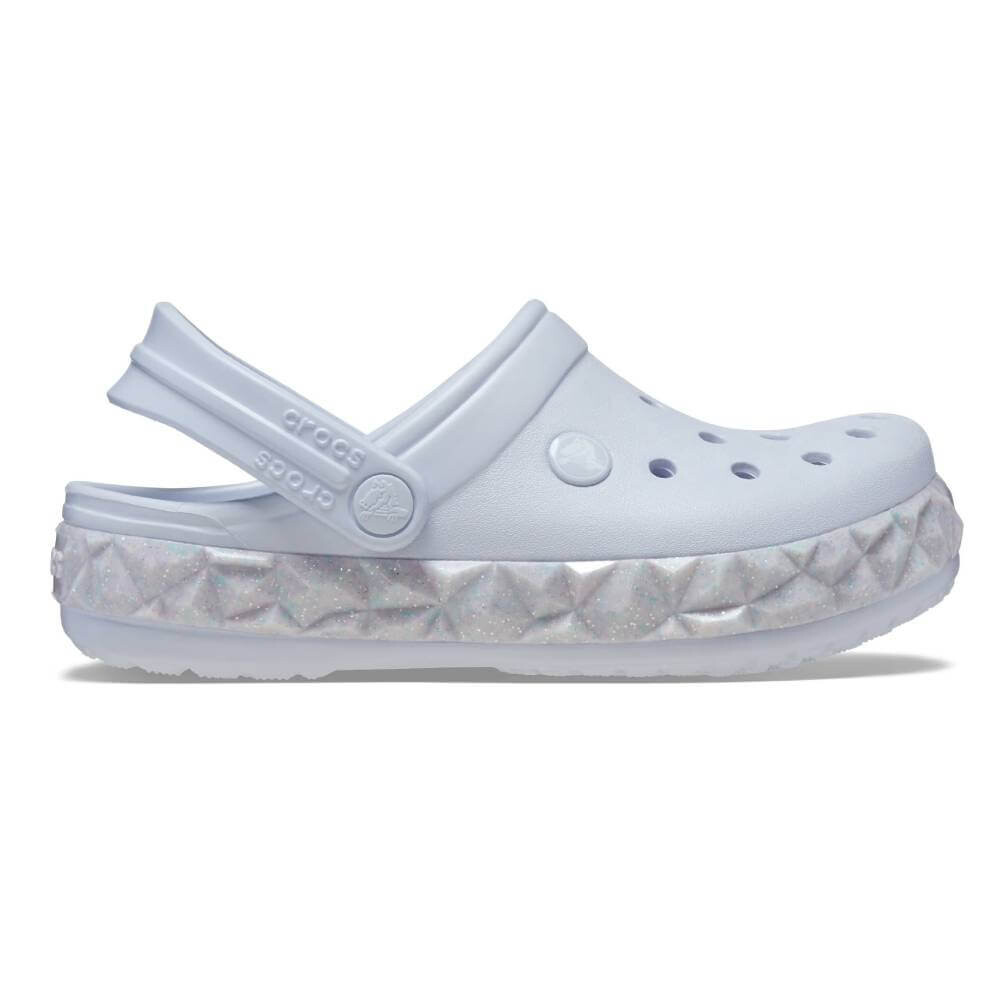 

Сабо детские Crocs Crocband Geometric Glitter Band Clog, серо-голубой
