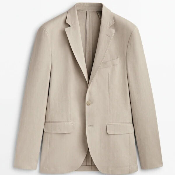 

Пиджак Massimo Dutti Linen Suit, серо-бежевый