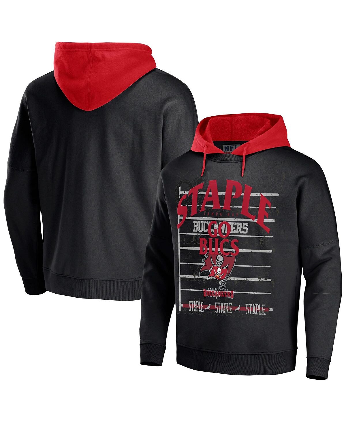 

Мужская футболка nfl x staple charcoal tampa bay buccaneers oversized gridiron vintage-like wash pullover hoodie NFL Properties, мульти