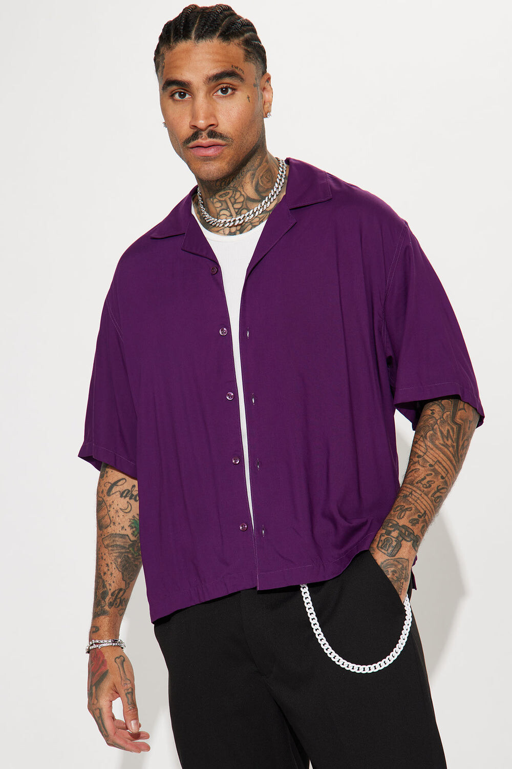 

Рубашка Fashion Nova FNMN527, фиолетовый