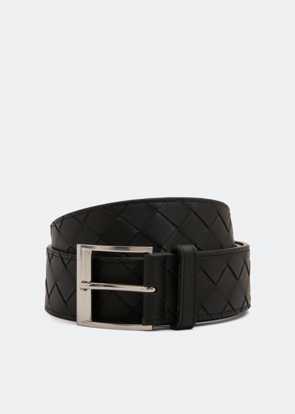 

Ремень BOTTEGA VENETA Intrecciato leather belt, черный