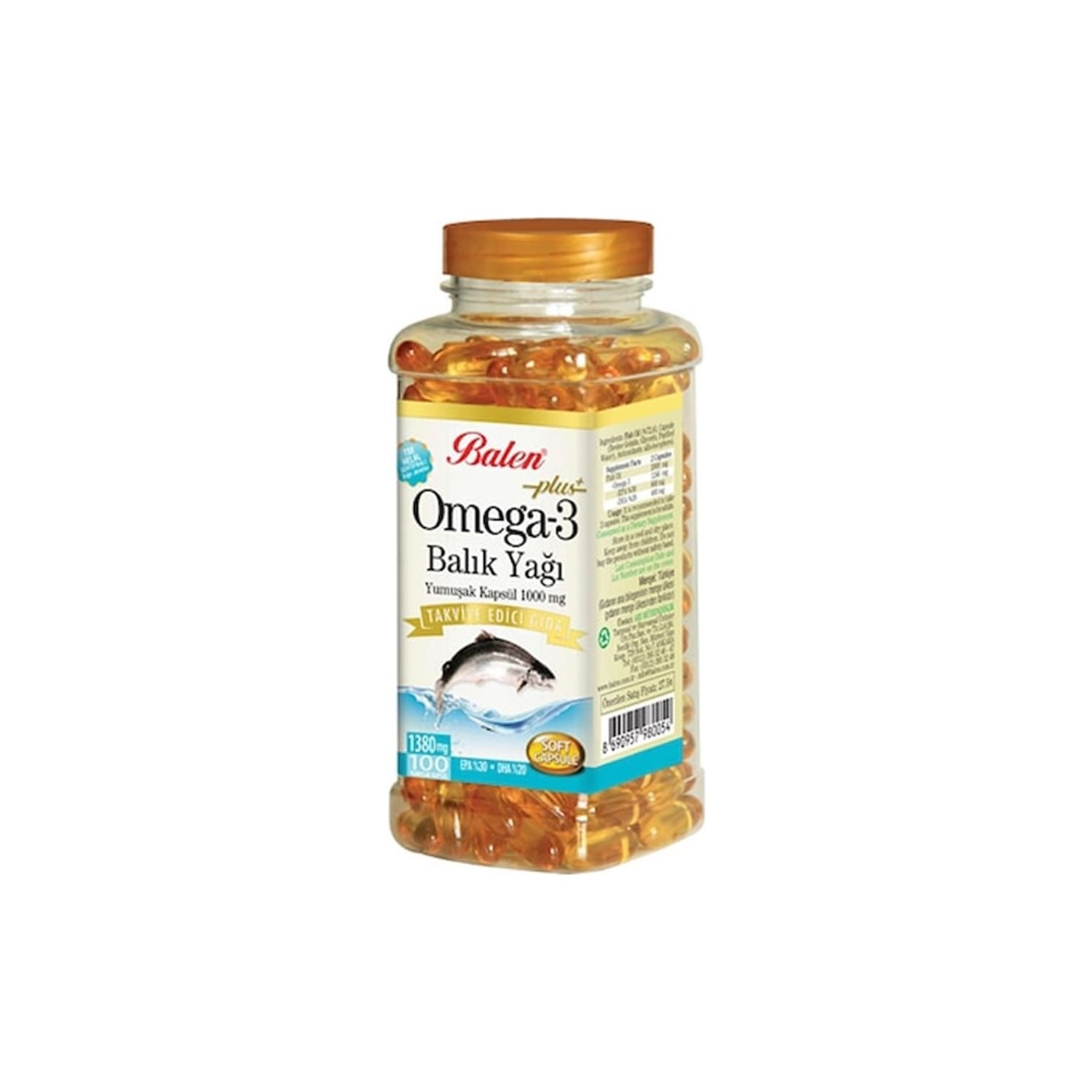 Рыбий жир Balen Omega 3, 100 капсул, 1380 мг норвежский рыбий жир balen omega 3 триглицерид 1380 мг 2 упаковки по 100 капсул