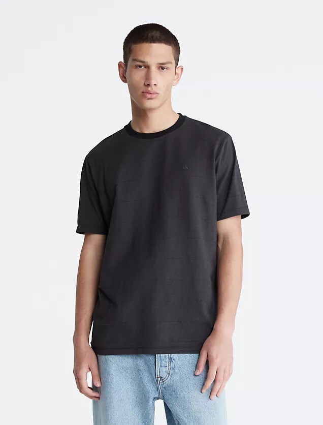 

Футболка Calvin Klein Stripe Jacquard Crewneck, темно-серый