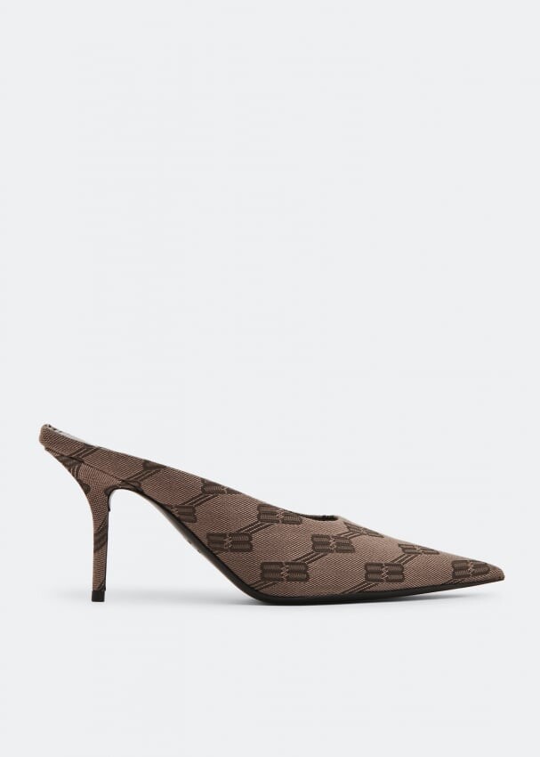 

Мюли BALENCIAGA BB Monogram Square knife mules, коричневый