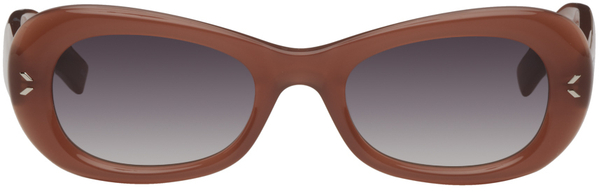 Оранжевые овальные солнцезащитные очки MCQ