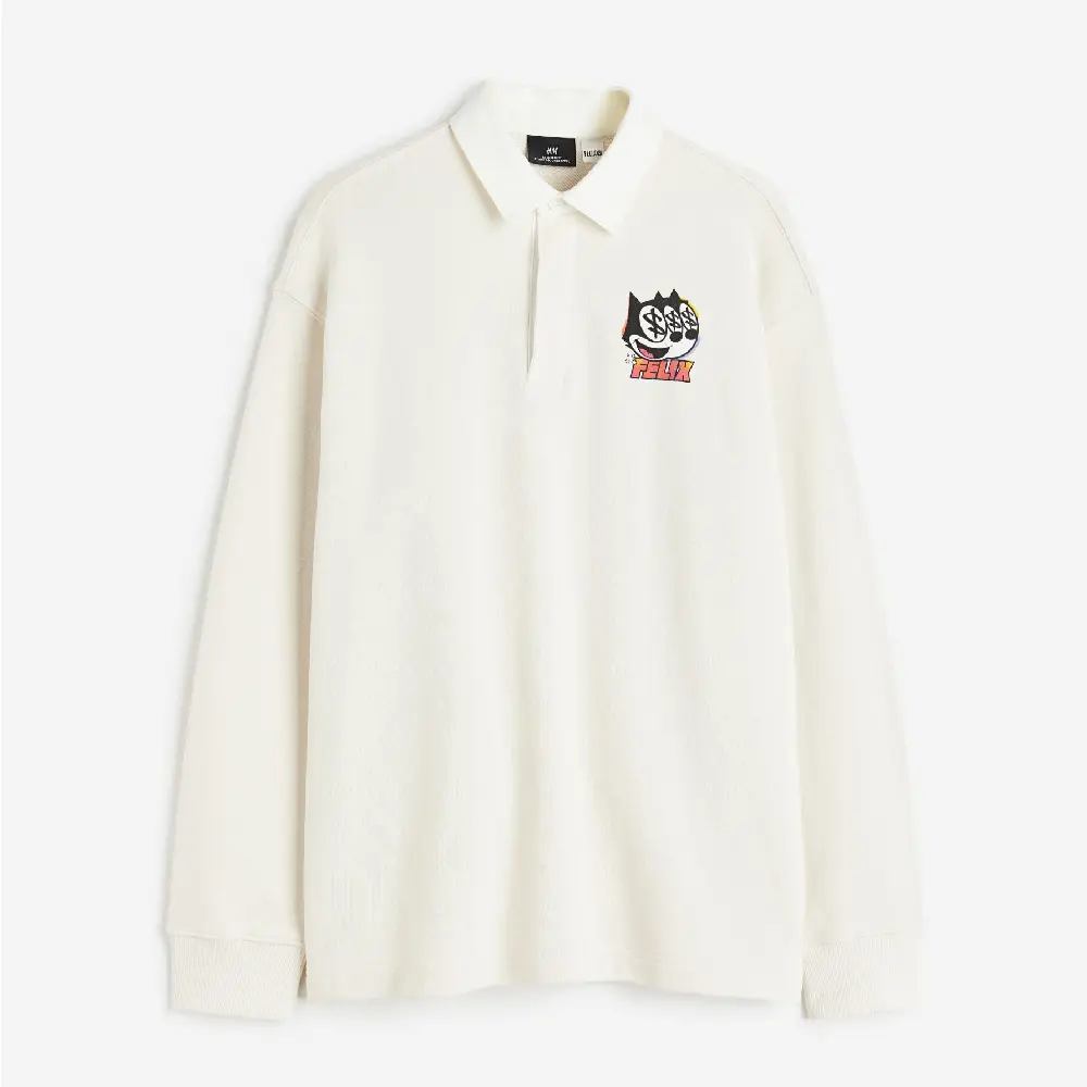 

Футболка-поло H&M Felix the Cat Relaxed Fit Printed, светло-бежевый