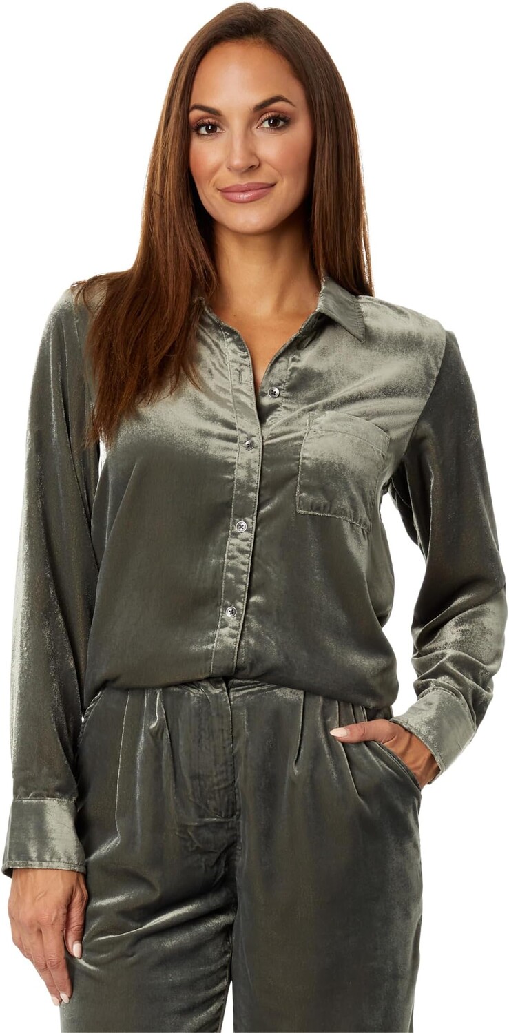 

Рубашка Splendid Irene Velvet Button-Down, цвет Vintage Olive Branch