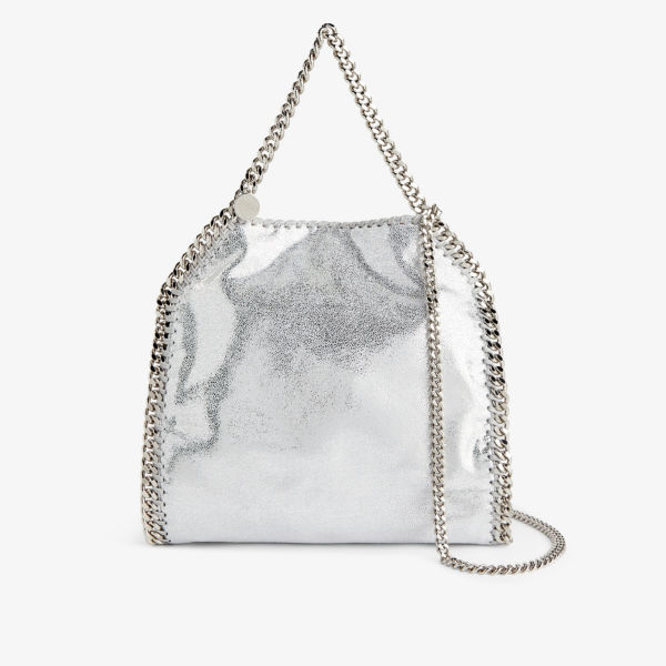 Миниатюрная сумка-тоут Falabella из веганской кожи Stella Mccartney, серебряный