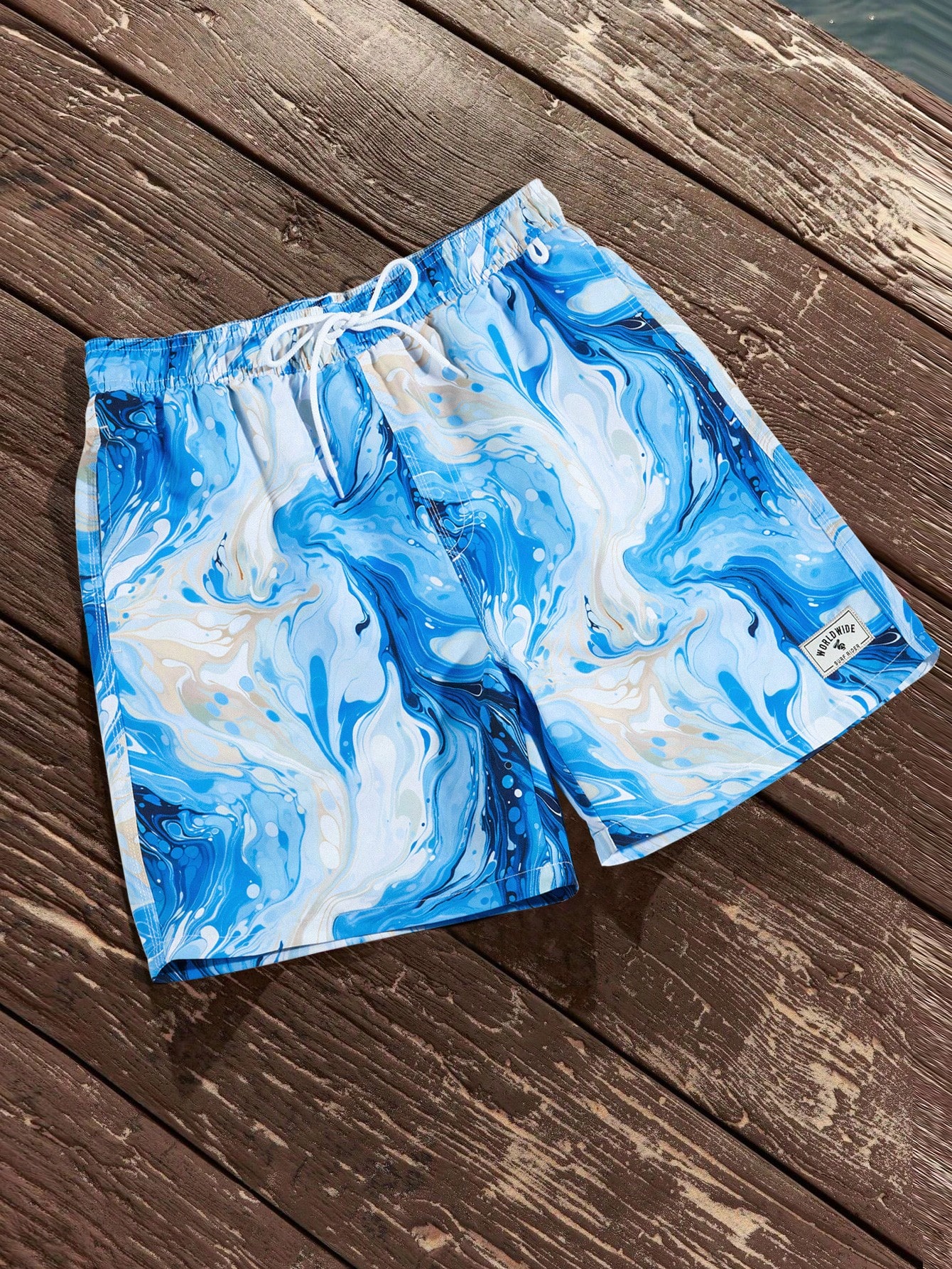 SHEIN Мужские синие повседневные пляжные шорты с завязками тай-дай, синий цена и фото