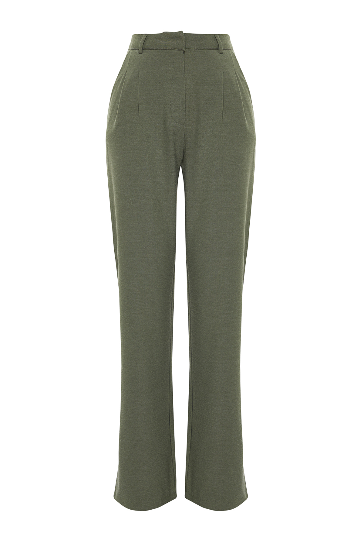 Ограниченная серия мятных прямых/прямых тканых брюк со складками Trendyol, зеленый цена и фото
