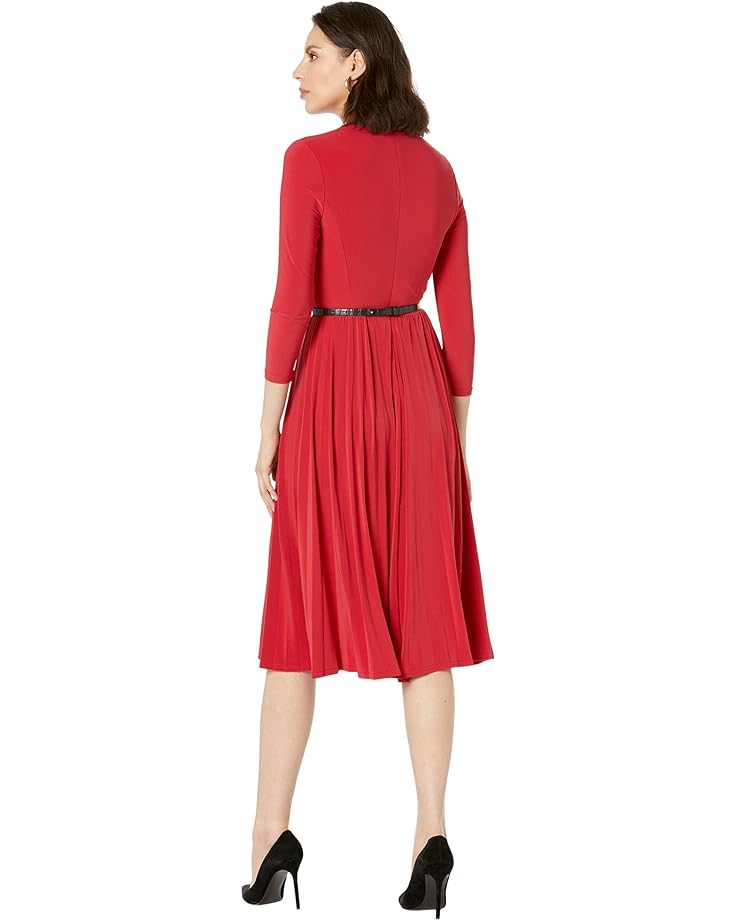 цена Платье Tommy Hilfiger Long Sleeve V-Neck Jersey Dress with Pleated Skirt, цвет Chili Pepper