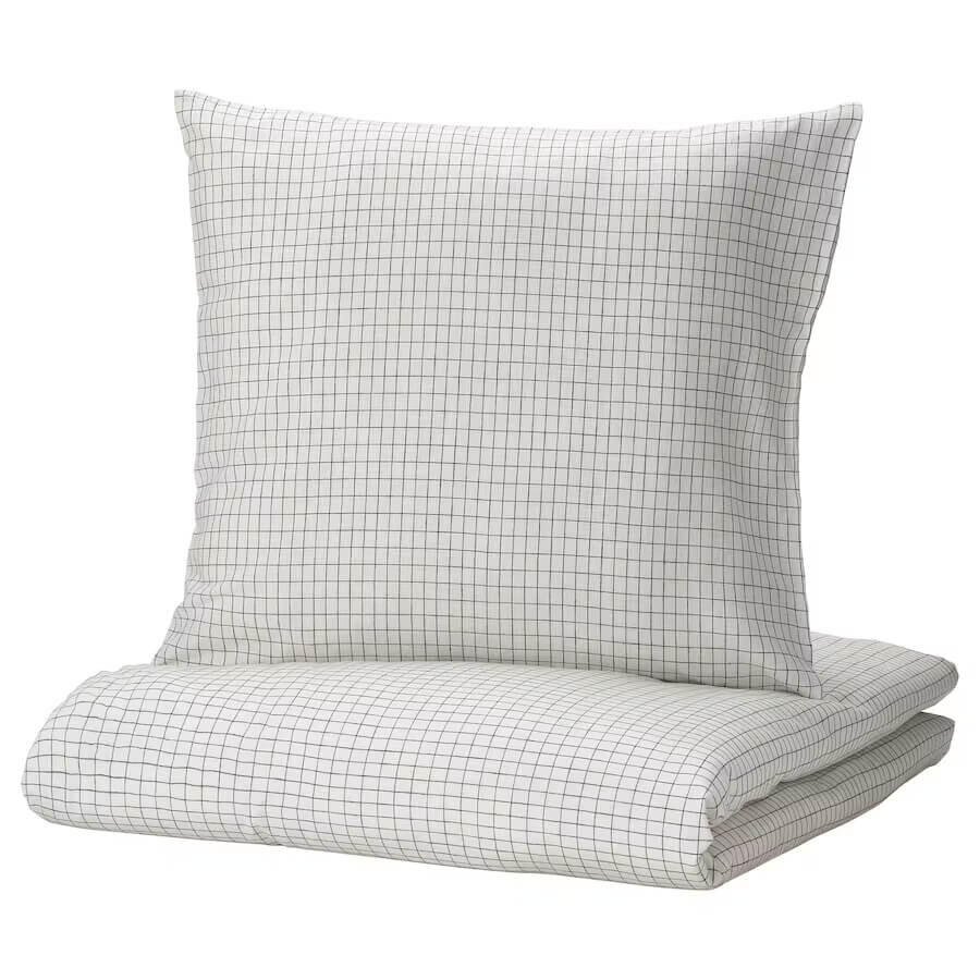 

Комплект постельного белья Ikea Akerfibbla, 2 предмета, 155x220/80x80 см, белый/клетка
