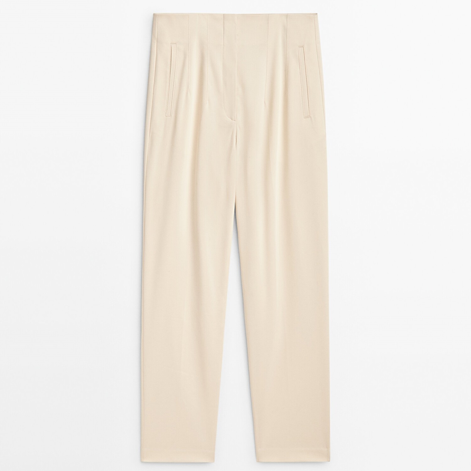 

Брюки Massimo Dutti High-waist Slim-fit, кремовый, Бежевый