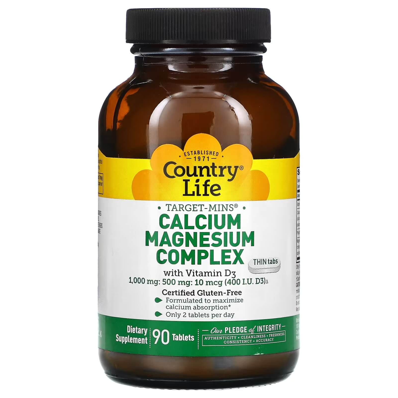 Комплекс кальция и магния с витамином D3 Country Life, 90 таблеток