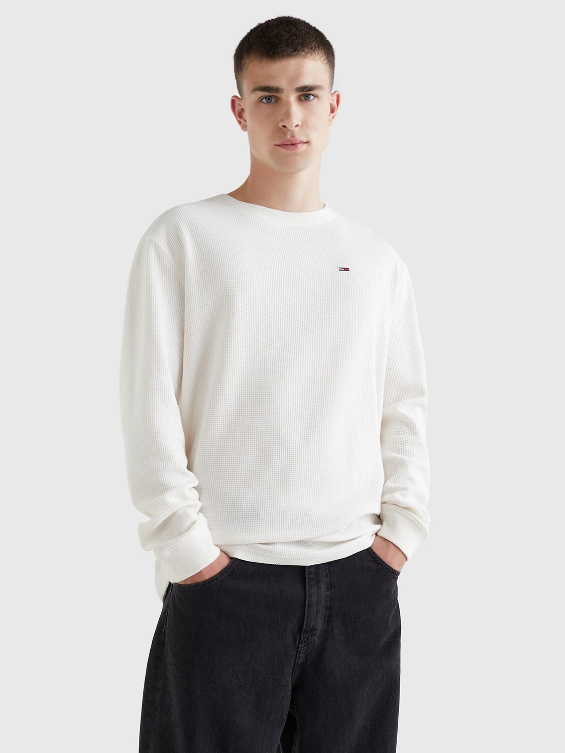 

Вафельная футболка skater с длинным рукавом Tommy Hilfiger, черный