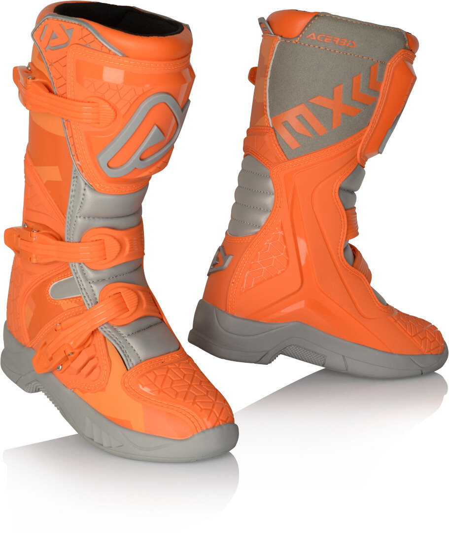 ботинки детские 24015 р25 кожа сирень серый Ботинки детские Acerbis X-Team для мотокросса, серый/оранжевый