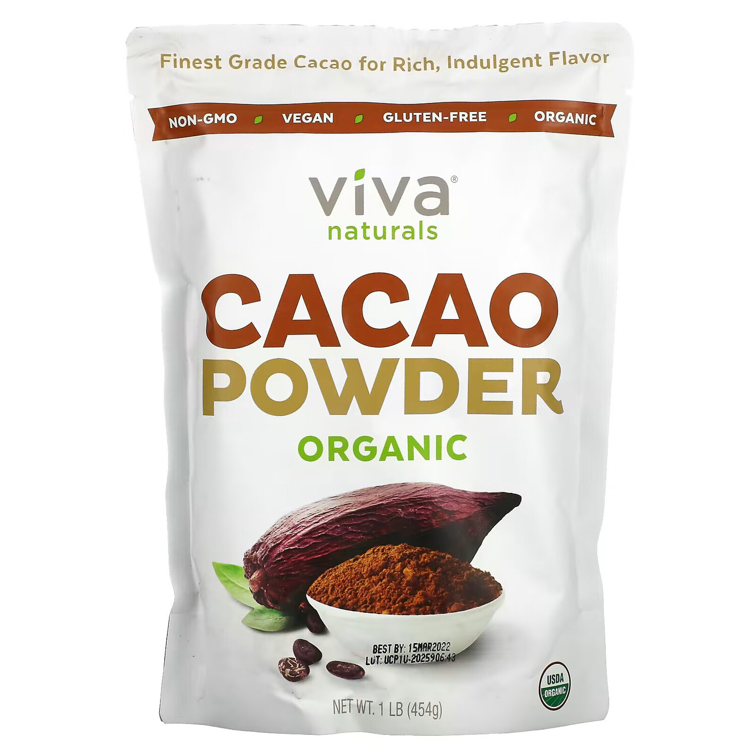

Viva Naturals, Органический порошок какао, 454 г
