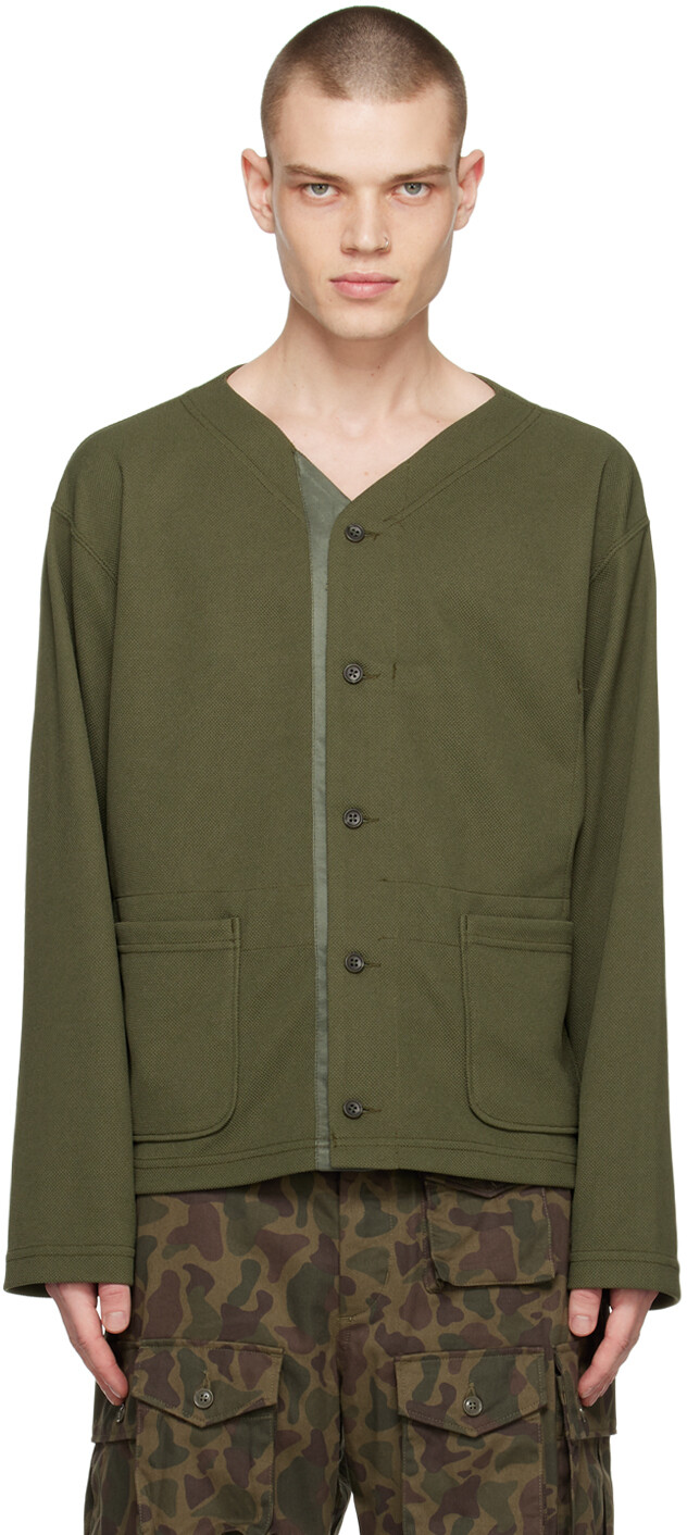

Кардиган цвета хаки со скрытой отделкой Engineered Garments