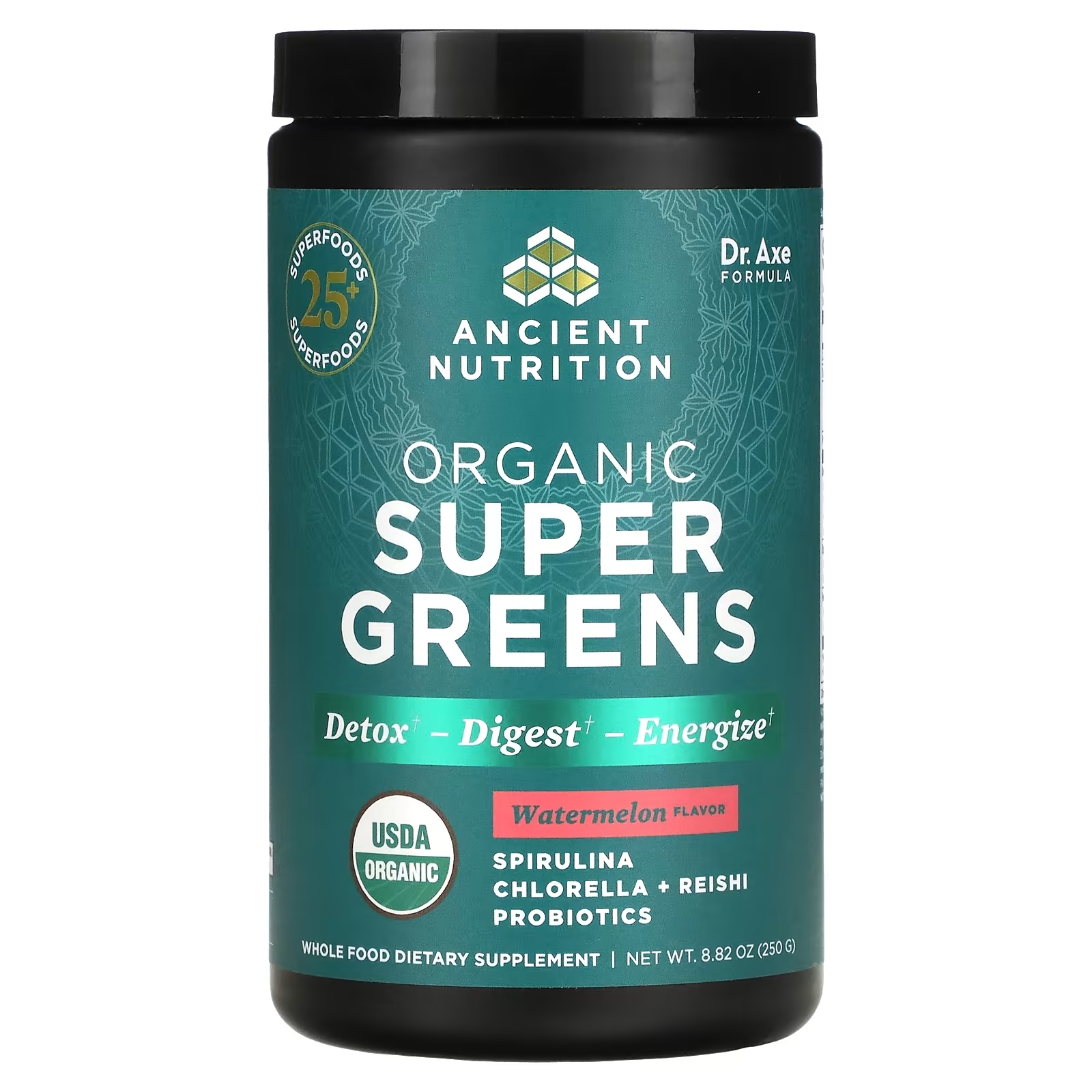 Dr. Axe Ancient Nutrition Organics Super Greens Watermelon, 250 г