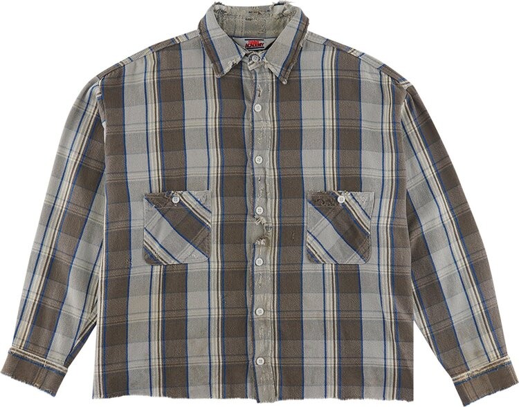 

Рубашка Saint Michael Flannel Shirt 'Grey/Blue', серый