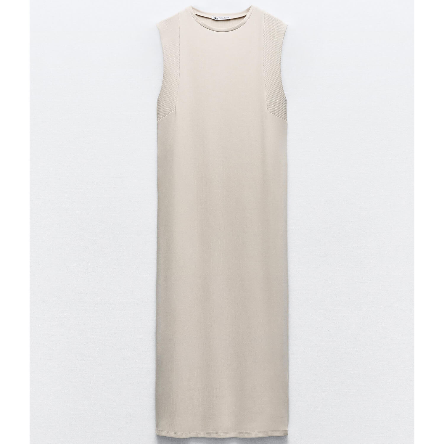 Платье Zara Ribbed Midi, песочный