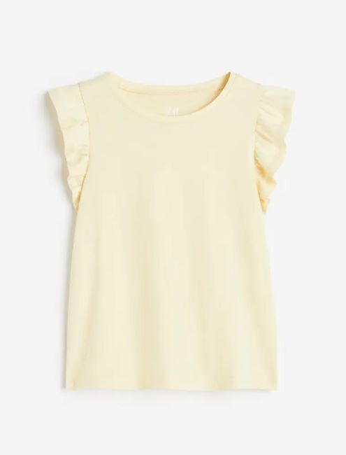 

Топ c рукавами-бабочками H&M Butterfly Sleeves Jersey, светло-желтый
