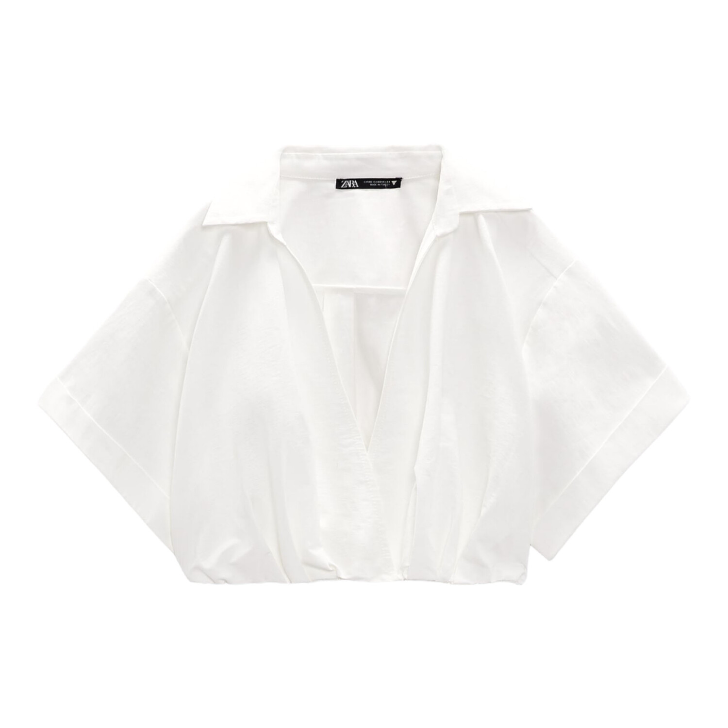 

Рубашка Zara Cropped Linen Blend, белый