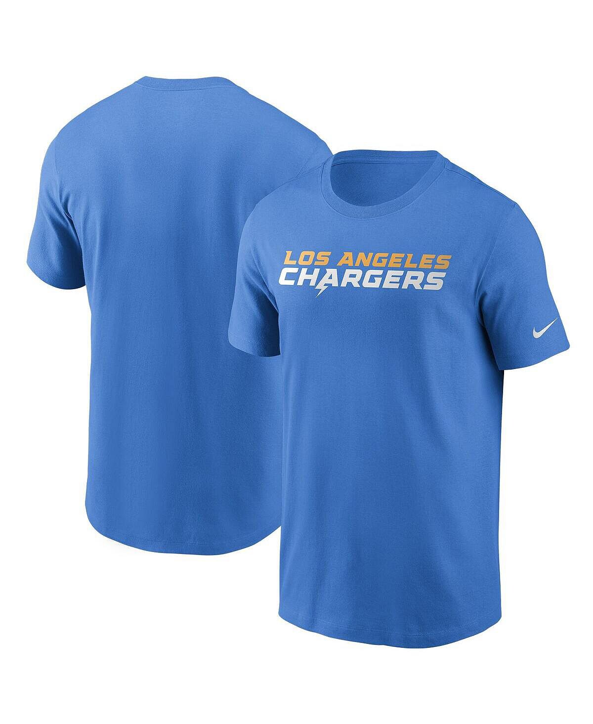 

Мужская пудровая синяя футболка los angeles chargers team с надписью Nike, синий