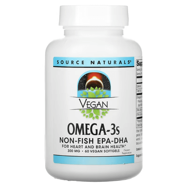 Веганская Омега 3S, EPA-DHA, 300 мг, 60 таблеток, Source Naturals source naturals веганская омега 3s эпк дгк 300 мг 60 веганских мягких таблеток