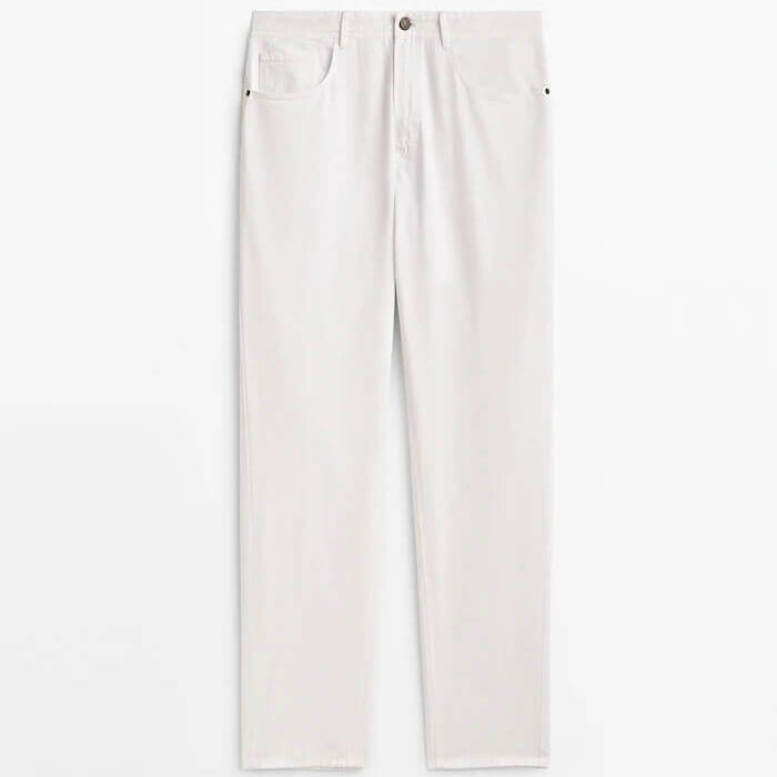 

Брюки Massimo Dutti Tapered-Fit Denim-Effect, белый