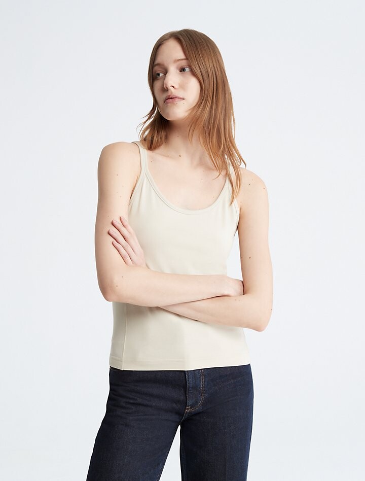 

Майка из гладкого эластичного хлопка Calvin Klein, серый