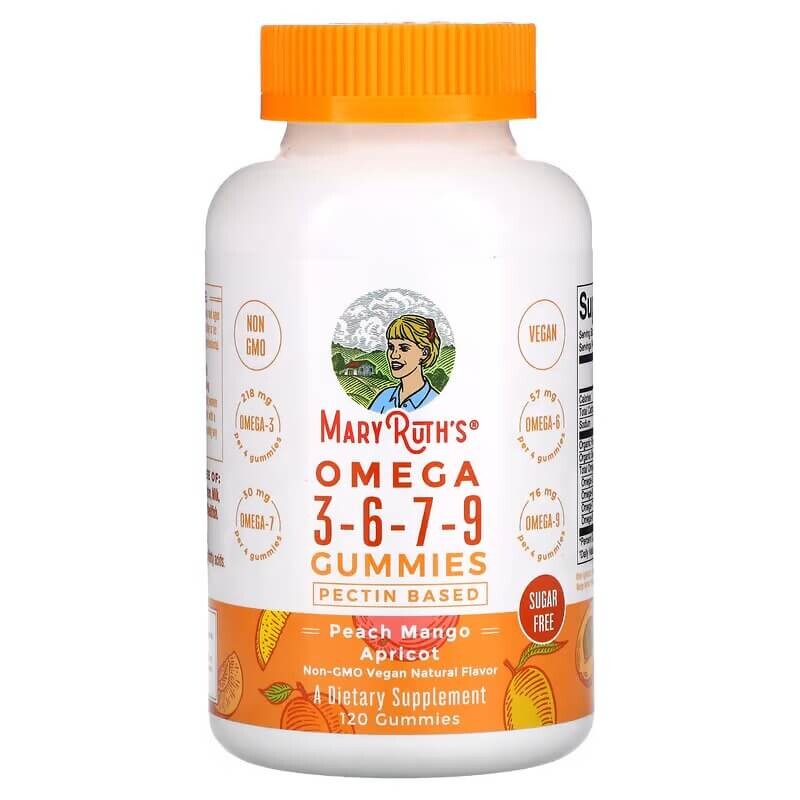 

Омега 3-6-7-9 MaryRuth Organics со вкусом персика, манго, абрикоса, 120 конфет