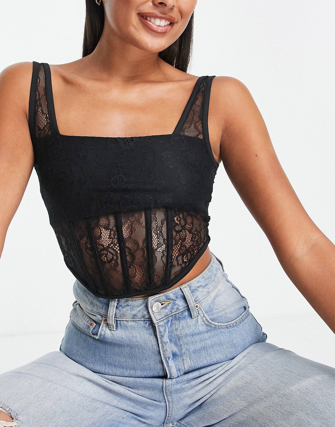 

Черный кружевной корсет Topshop