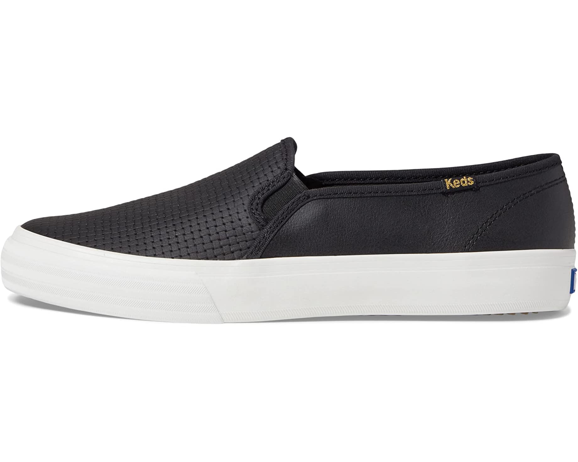 Black leather sale keds slip ons