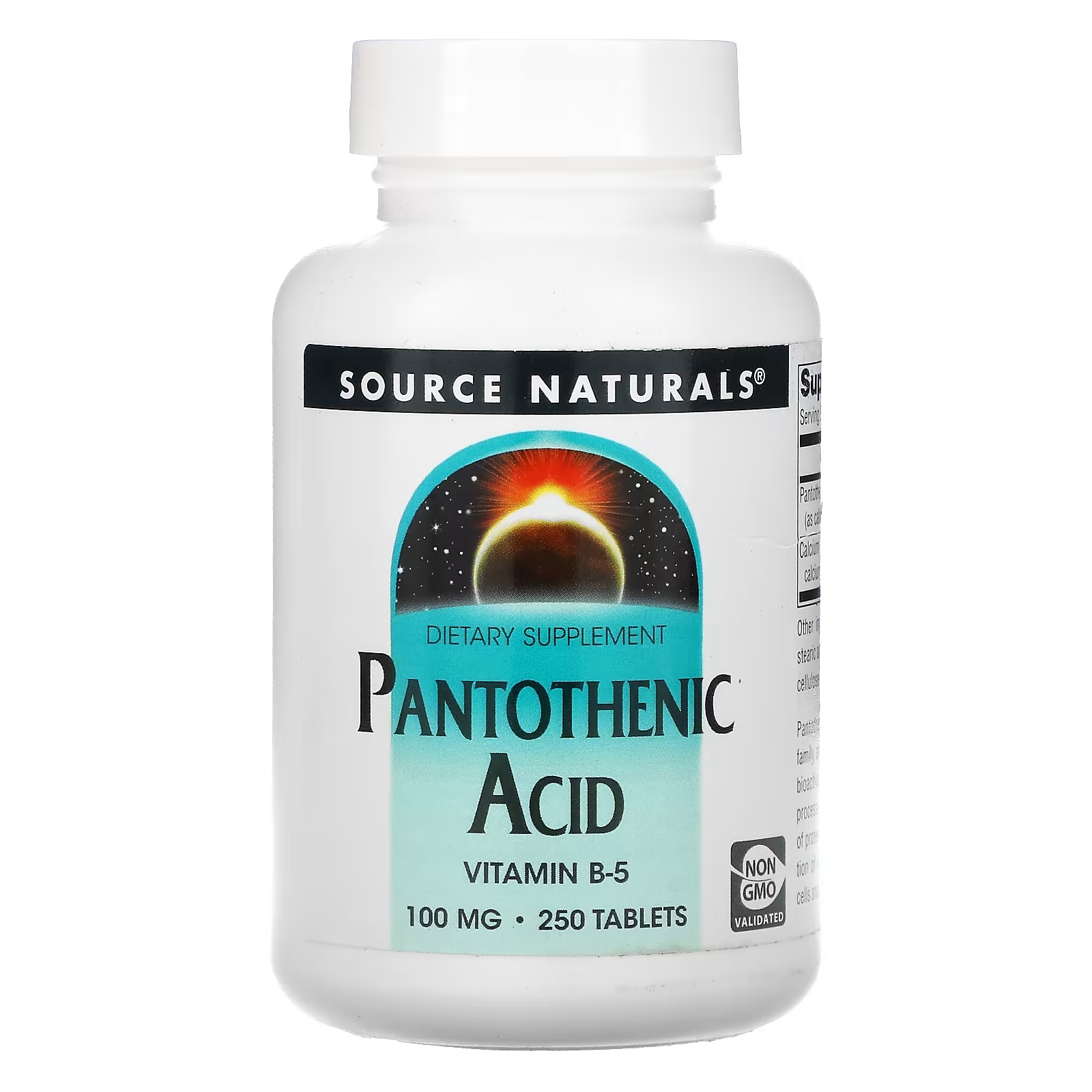 Source Naturals Пантотеновая кислота 100 мг, 250 таблеток
