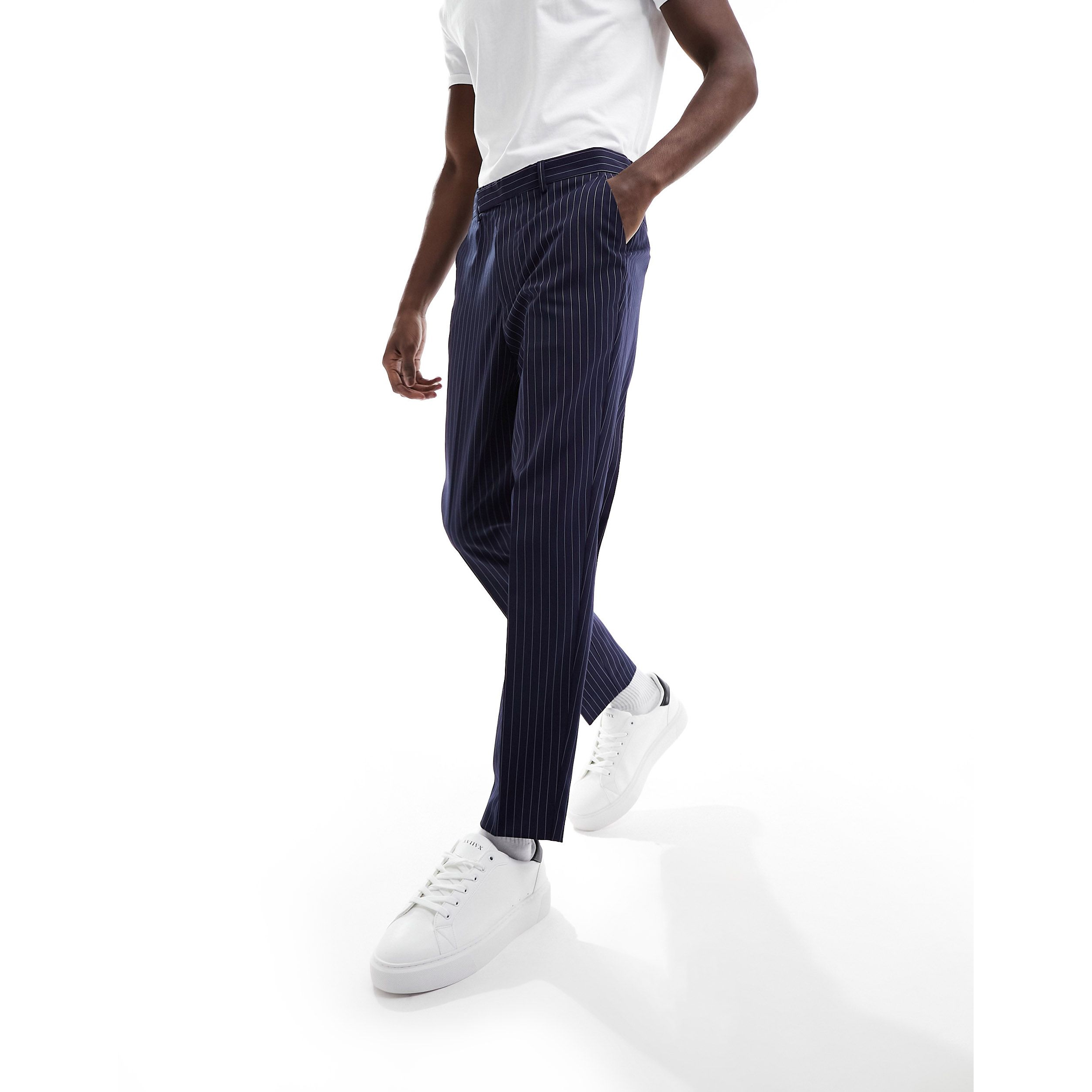 Брюки Asos Design Smart Tapered Pinstripe, темно-синий брюки asos красивые 38 размер