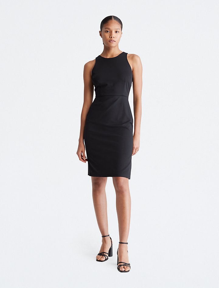 Платье-футляр с лямкой на шее Calvin Klein, черный